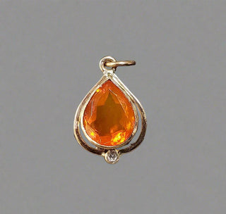 14k Gold Teardrop Orange Ethiopian Opal Pendant With Diamond - K Jewelry Accessories