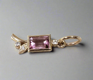 Baguette Pink Tourmaline 14k Gold Pendant Necklace - K Jewelry Accessories