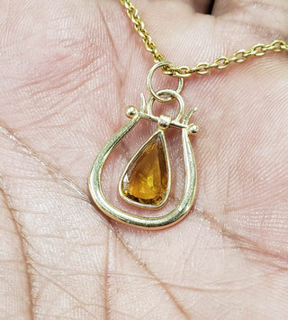 14k Gold Natural Yellow Tourmaline Teardrop Pendant - K Jewelry Accessories