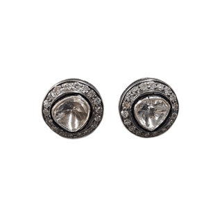 925 Silver Stud Shape - Polki Diamond Earrings - K Jewelry Accessories