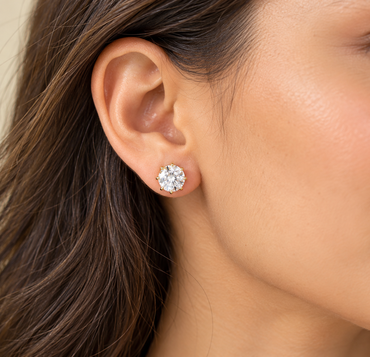 1 Carat Size IGI Certified Lab Grown Diamond 14k Gold Studs (1 Pair)