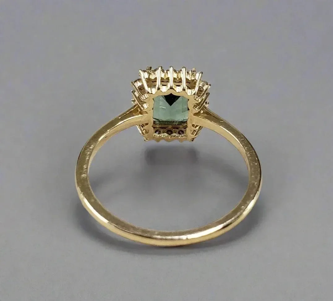 18k Octagon Natural Green Tourmaline Gold Ring - K Jewelry Accessories