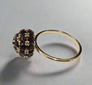 14k Solid Round Smoky Quartz Gold Ring - K Jewelry Accessories