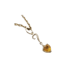 14k Gold Orange Sapphire Heart Pendant: Elegant Gemstone Jewelry - K Jewelry Accessories