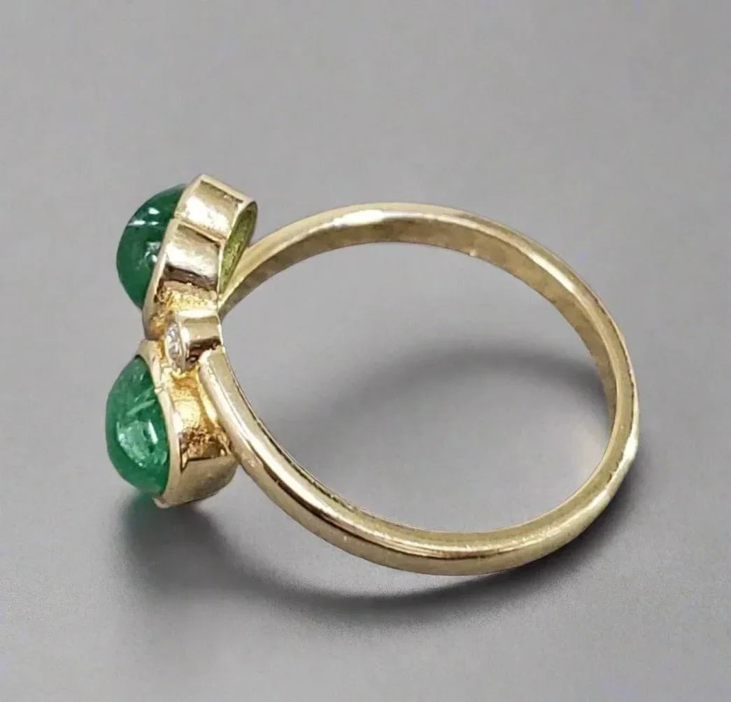14k Gold Zambian Emerald Heart and Brilliant Cut Diamond Ring - K Jewelry Accessories