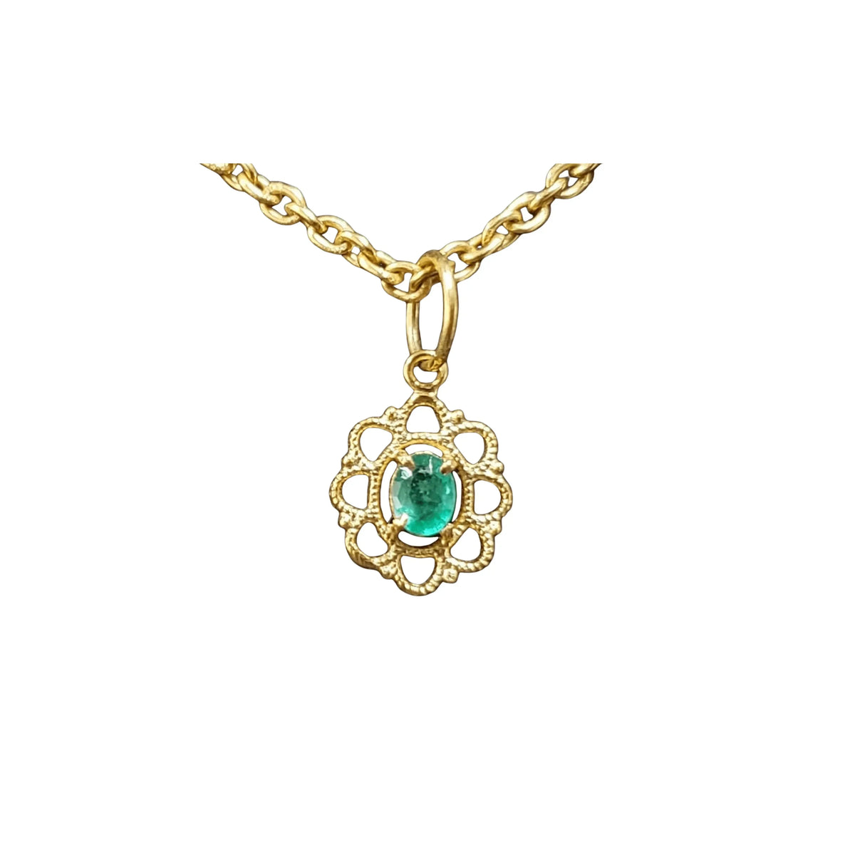 18k Gold Zambian Emerald Pendant Floral - K Jewelry Accessories