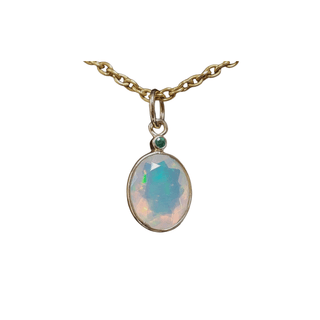 Multi Flash Opal and Emerald 14k Gold Pendant - K Jewelry Accessories