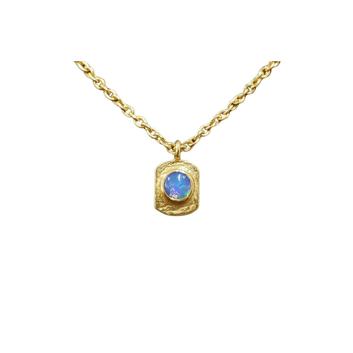 Gold Vermeil Ethiopian Opal Minimalist Charm Pendant - K Jewelry Accessories