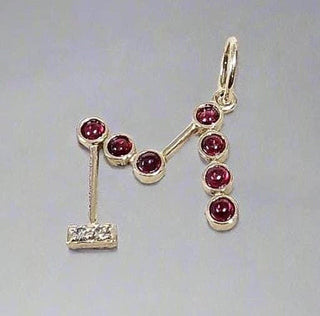 M Letter Charm Pendant 14K Gold With Spinel & Diamond - K Jewelry Accessories