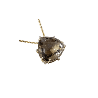 Floating Slide 14k Gold Cabochon Smoky & Diamond Pendant - K Jewelry Accessories