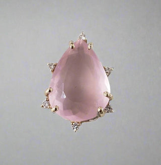 14k Solid No Bail Rose Quartz Gold Pendant - K Jewelry Accessories