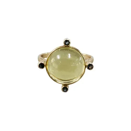 Floral 14k Gold LBT & Lemon Quartz Gold Ring - K Jewelry Accessories