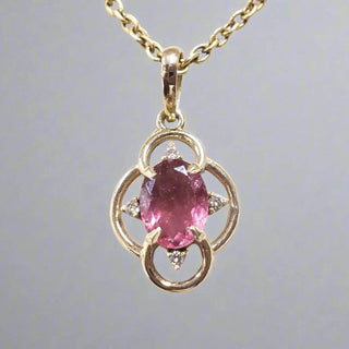 Floral 14k Gold Natural Pink Tourmaline Pendant - K Jewelry Accessories