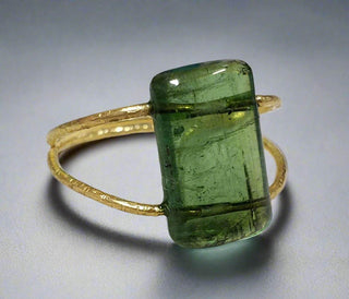 Solid Gold Drilled 18k Green Tourmaline Ring - K Jewelry Accessories