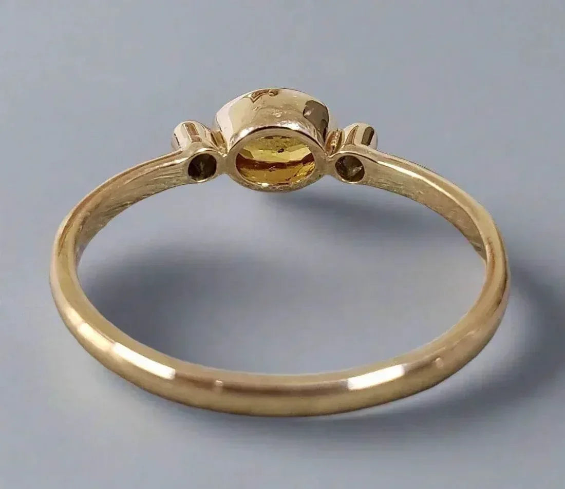 Spessartite Garnet Gold Ring With Diamond in 14K - K Jewelry Accessories