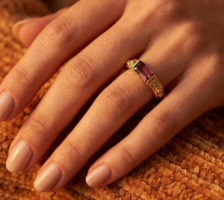 Natural Baguette Pink Spinel Ring in 14K Gold