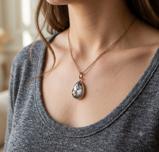 14k Solid Gold Raw Gray Diamond Pendant