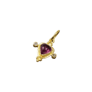 18k Gold Pink Tourmaline with Diamond Pendant - K Jewelry Accessories
