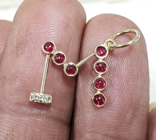 M Letter Charm Pendant 14K Gold With Spinel & Diamond - K Jewelry Accessories