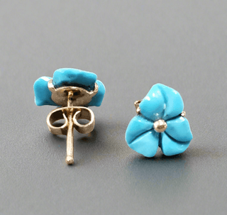 18k Gold Turquoise Earrings Arizona Studs - K Jewelry Accessories