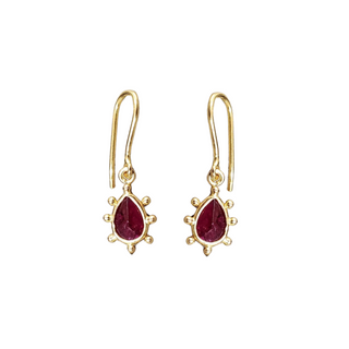 July Birthstone Earrings for Women - Ruby Dangling Earrings Made with Natural Ruby Stones