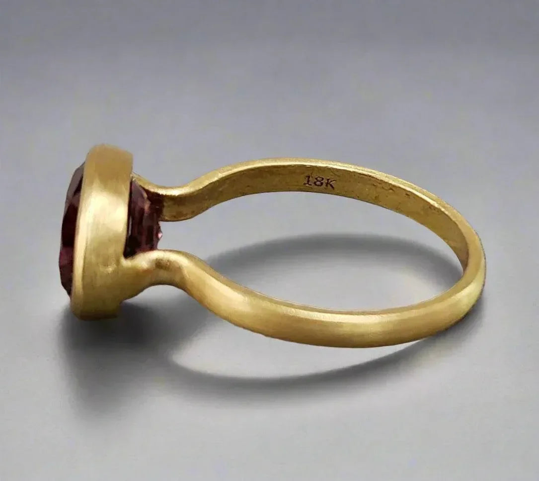 Dark Pink Tourmaline 18k Solid Gold Ring - K Jewelry Accessories