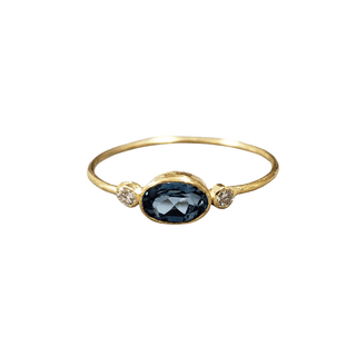 18k Gold London Blue Topaz & Diamond Ring - K Jewelry Accessories