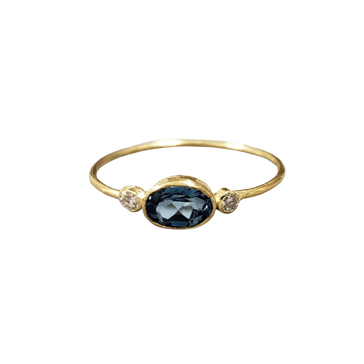 18k Gold London Blue Topaz & Diamond Ring For Women - K Jewelry Accessories