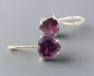 14k Gold Rhodolite Garnet Heart Earrings - K Jewelry Accessories