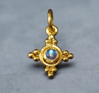 925 Gold Rainbow Moonstone Vermeil Pendant - K Jewelry Accessories