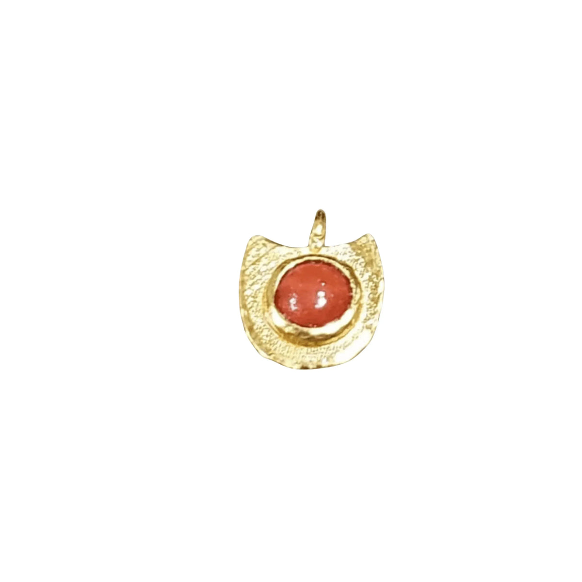 Gold Vermeil Anchor Shape Red Coral Charm Pendant - K Jewelry Accessories