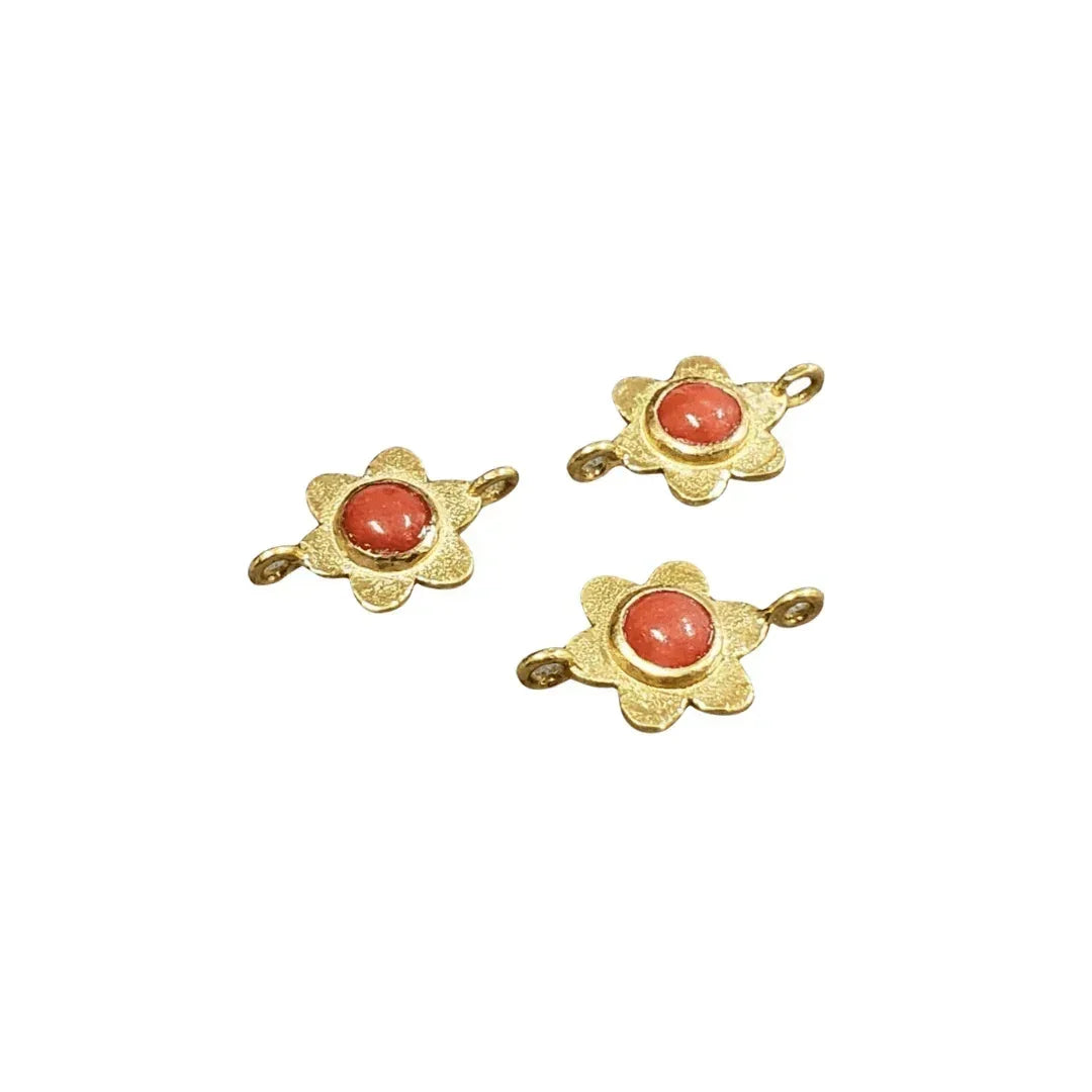Gold Vermeil Coral Connector Charms | 925 Silver Handmade Coral Charm - K Jewelry Accessories