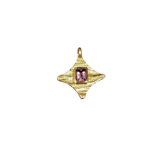 Gold Vermeil Dainty Pink Tourmaline Charm Pendant - K Jewelry Accessories