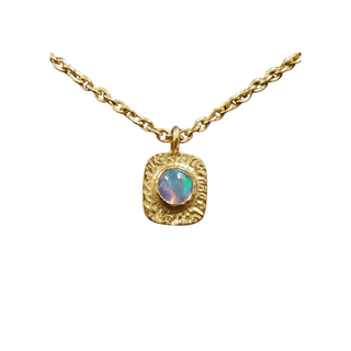 Gold Vermeil Ethiopian Opal Cushion Charm Pendant - K Jewelry Accessories