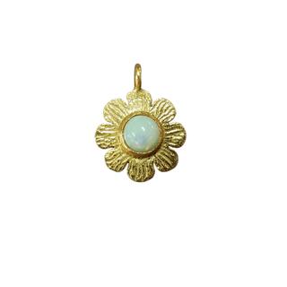 Gold Vermeil Ethiopian Opal Flower Charm Pendant - K Jewelry Accessories