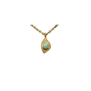 Gold Vermeil Ethiopian Opal Leaf Charm Pendant - K Jewelry Accessories