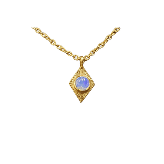 Gold Vermeil Ethiopian Opal Rhombus Charm Pendant - K Jewelry Accessories