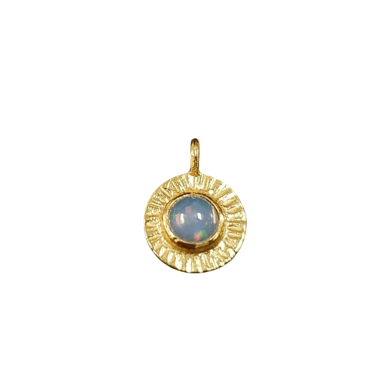 Gold Vermeil Ethiopian Opal Round Charm Pendant handmade - K Jewelry Accessories