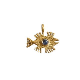 Gold Vermeil Fish Shape Rainbow Moonstone Charm - K Jewelry Accessories