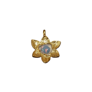 Gold Vermeil Floral Ethiopian Opal Charm - K Jewelry Accessories