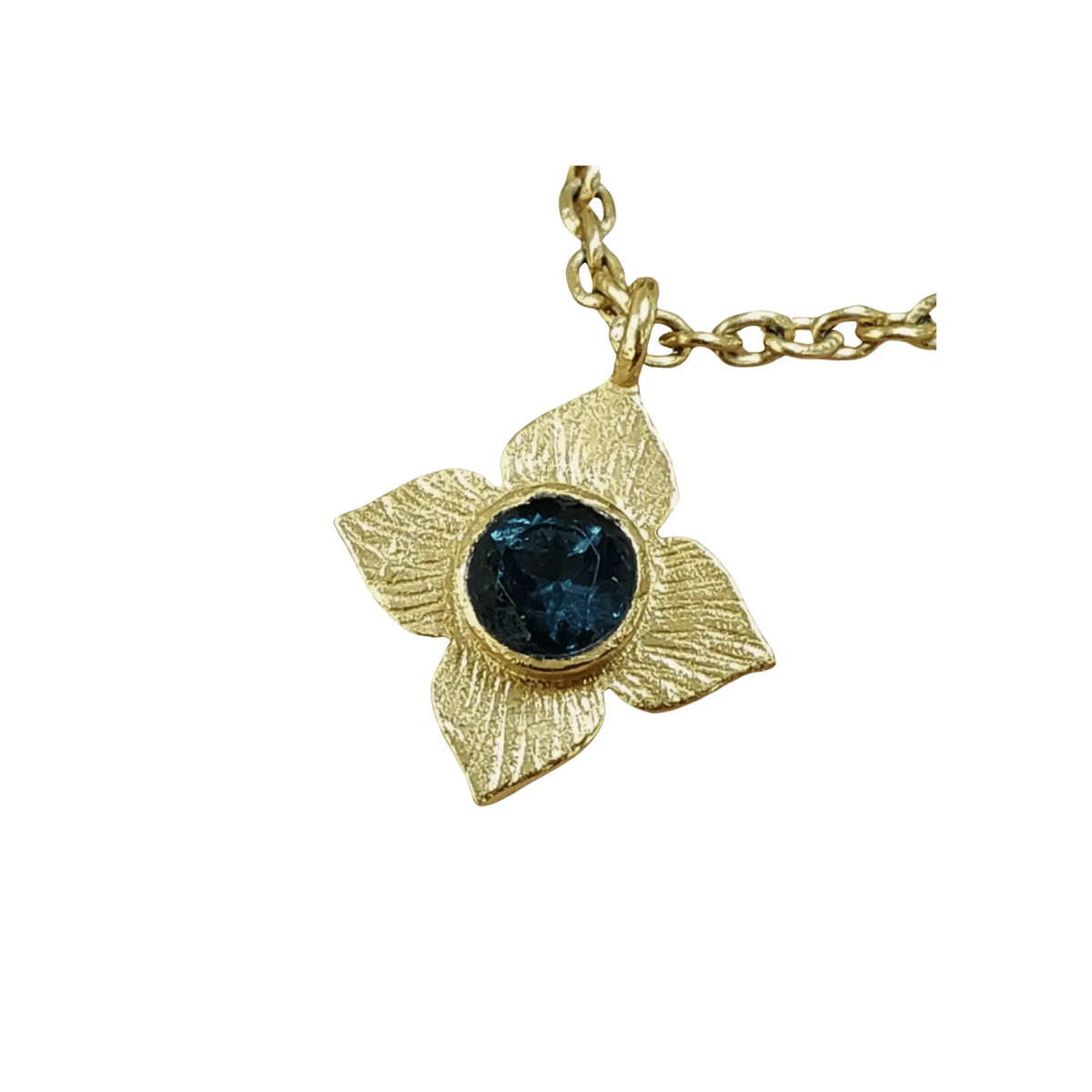 Gold Vermeil Floral Handmade London Blue Topaz Charm - K Jewelry Accessories