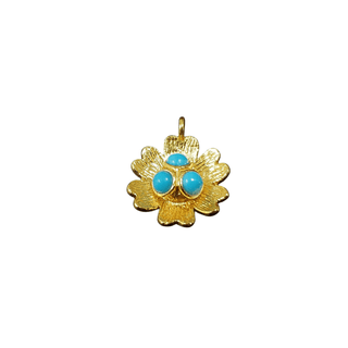 Gold Vermeil Flower Arizona Turquoise Charm Pendant - K Jewelry Accessories