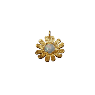 Gold Vermeil Flower Shape Ethiopian Opal Charm - K Jewelry Accessories