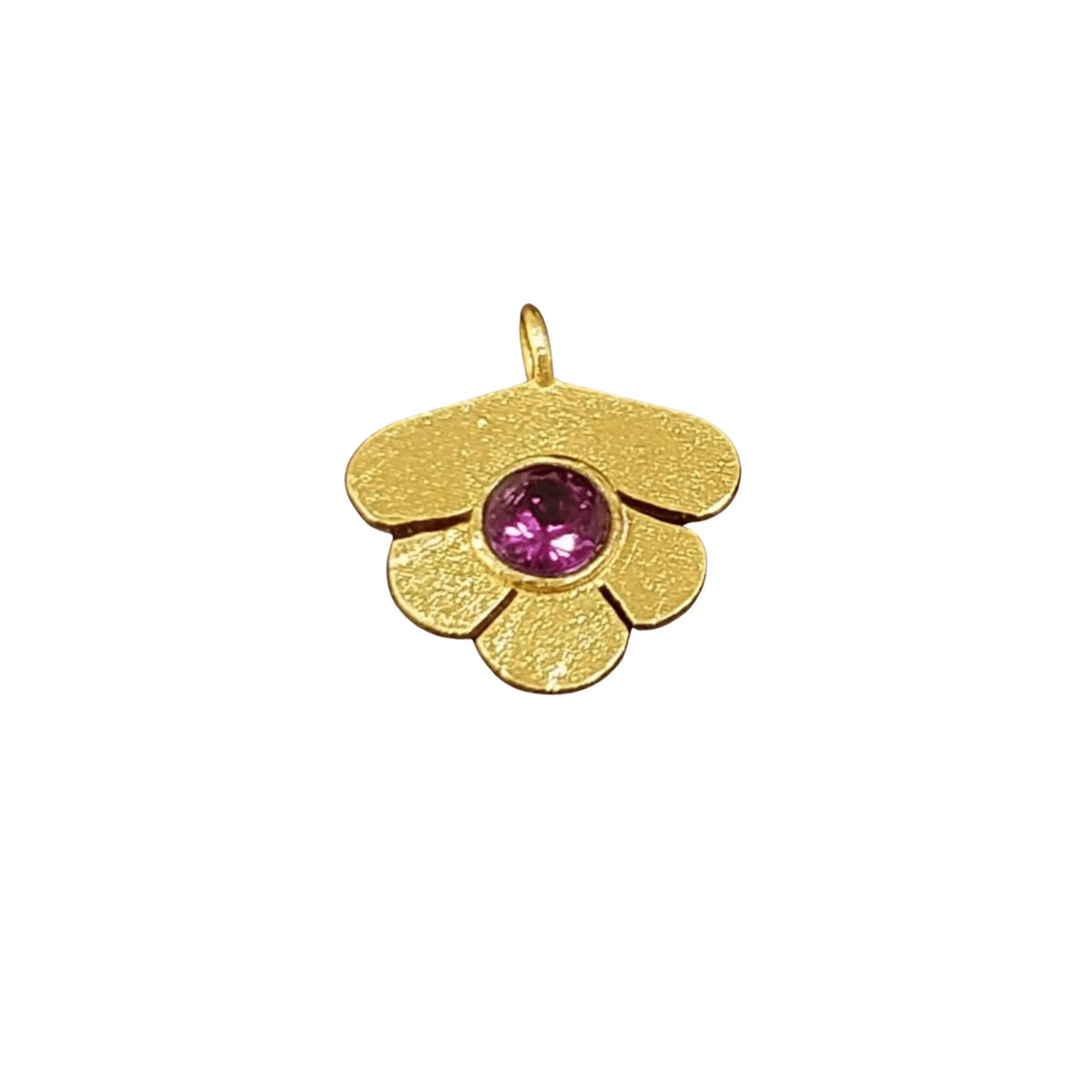 Gold Vermeil Flower Shape Rhodolite Purple Garnet Charm - K Jewelry Accessories
