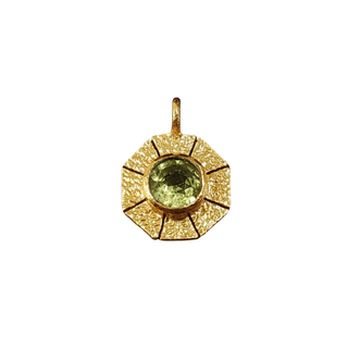 Gold Vermeil Hexagon Shape Peridot Charm Pendant - K Jewelry Accessories