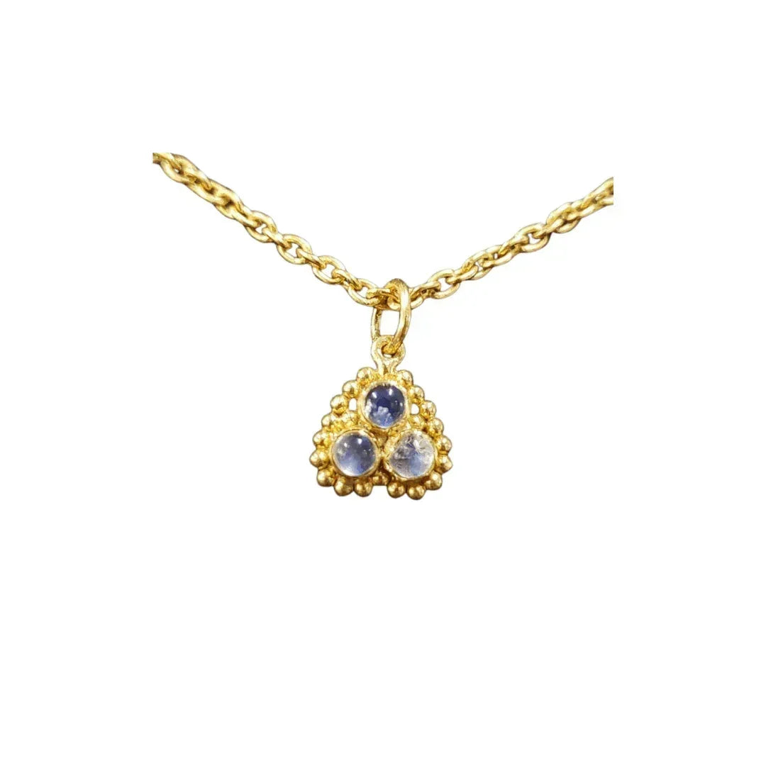 Gold Vermeil Rainbow Moonstone Necklace Pendant 3 gemstones - K Jewelry Accessories