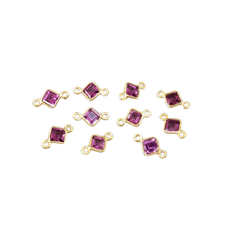 Gold Vermeil Rhodolite Garnet Connector Charm - K Jewelry Accessories