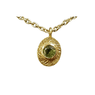 Gold Vermeil Round Natural Green Peridot Charm - K Jewelry Accessories