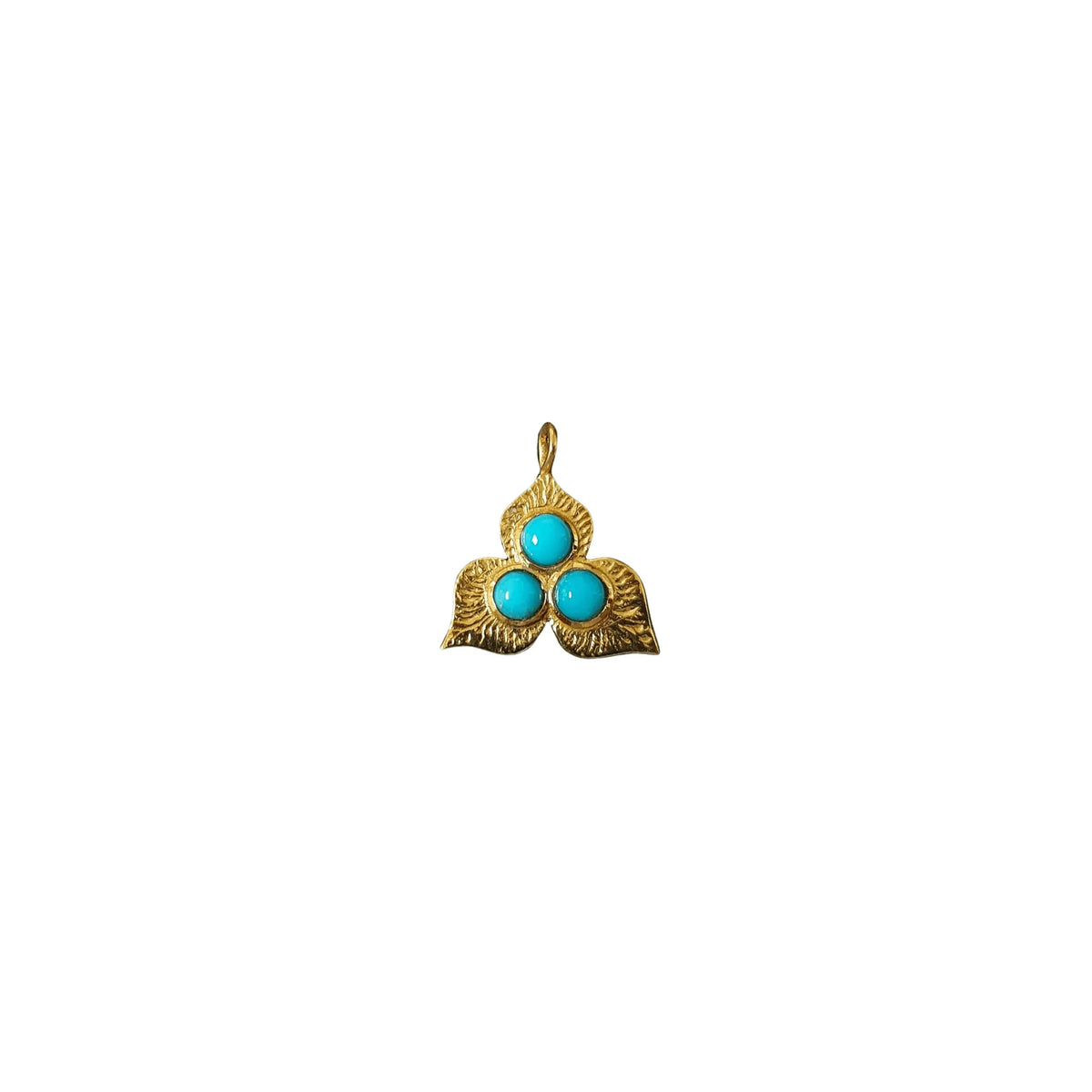 Gold Vermeil Sleeping Beauty Arizona Turquoise Leaf Charm - K Jewelry Accessories