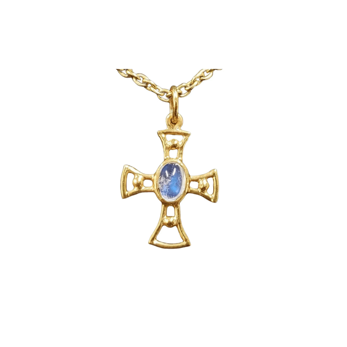 925 Gold Vermeil Rainbow Moonstone Pendant Cross Shape - K Jewelry Accessories